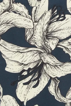 M&Co Womens Blue Floral Print 3/4 Sleeve Blouse><noscript><img width=