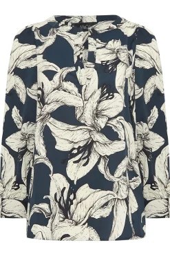 M&Co Womens Blue Floral Print 3/4 Sleeve Blouse><noscript><img width=