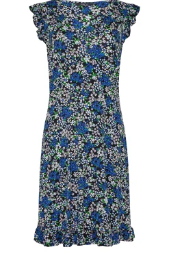 M&Co Womens Blue Floral Print Frill Sleeve Mini Dress><noscript><img width=