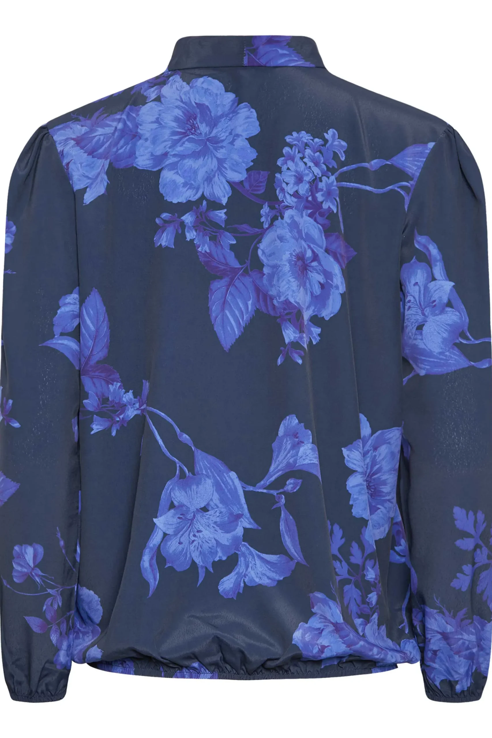 M&Co Womens Blue Floral Print Tie Neck Bubble Hem Blouse>Women Blouses