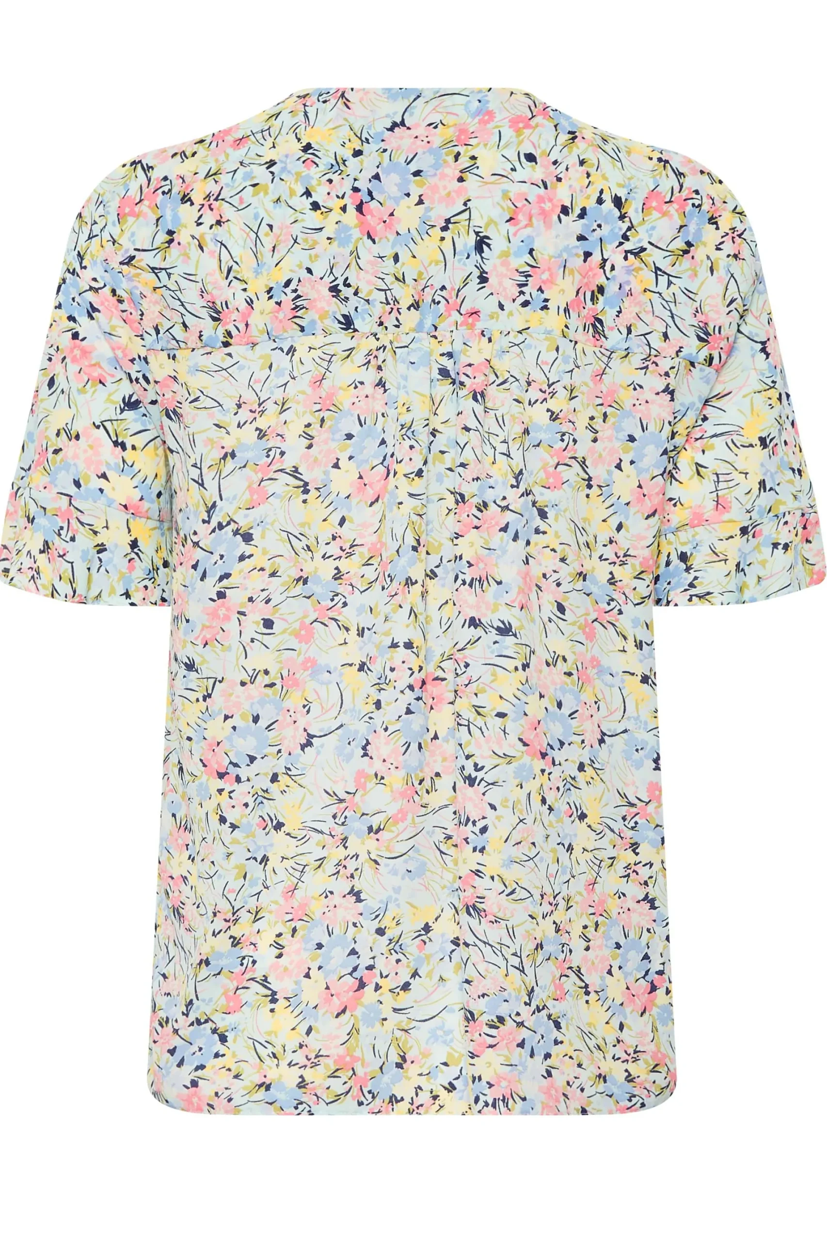 M&Co Womens Blue Floral Print Frill Sleeve Blouse>Women Shirts