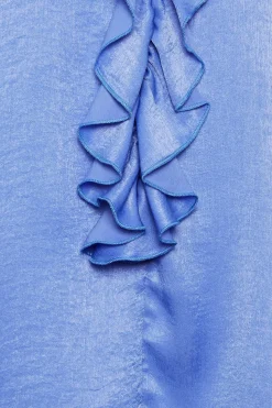 M&Co Womens Blue Frill Satin Blouse><noscript><img width=