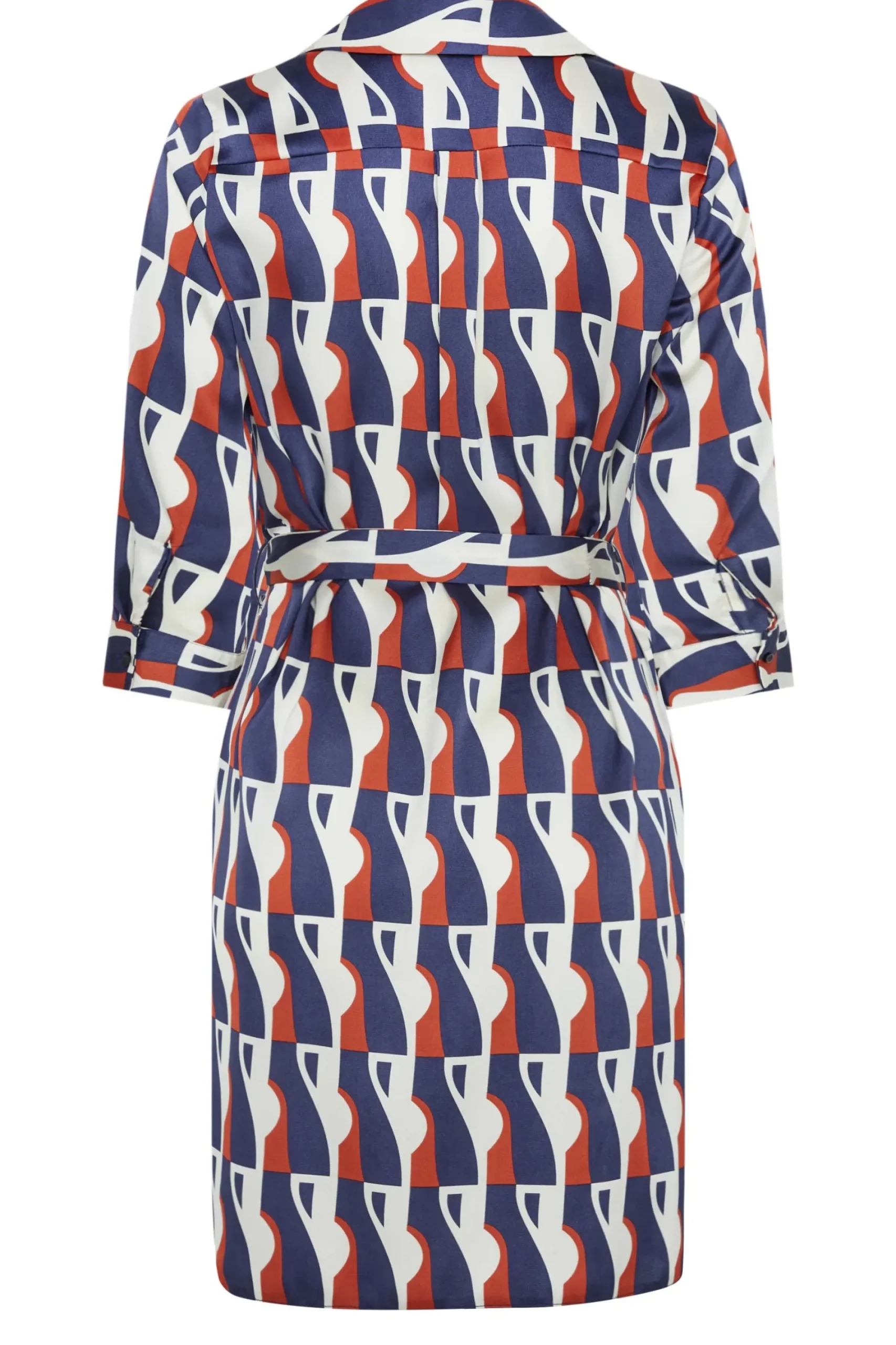 M&Co Womens Blue Geometric Print Satin Shirt Dress>Women Shirt Dresses