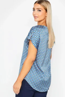 M&Co Womens Blue Geometric Print Blouse><noscript><img width=