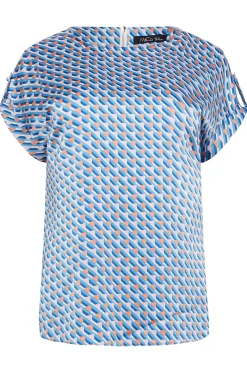 M&Co Womens Blue Geometric Print Blouse><noscript><img width=