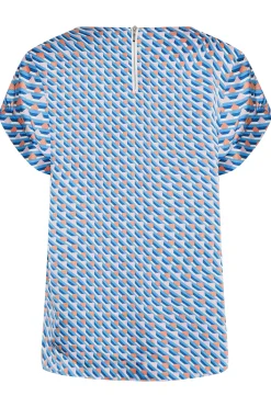 M&Co Womens Blue Geometric Print Blouse><noscript><img width=