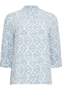 M&Co Womens Blue Geometric Print High Neck Blouse><noscript><img width=