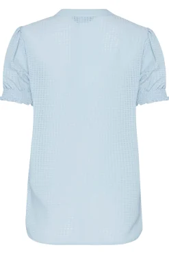 M&Co Womens Blue Gingham Frill Front Blouse><noscript><img width=