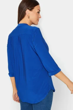 M&Co Womens Blue Half Placket Jersey Shirt><noscript><img width=