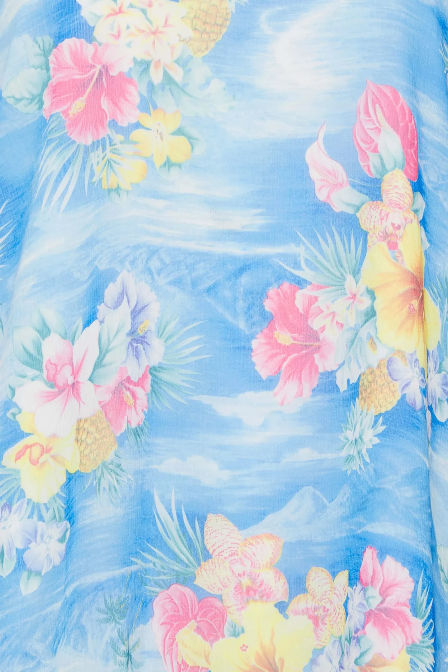 M&Co Womens Blue Hawaiian Print Angel Sleeve Blouse>Women Blouses