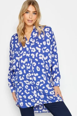 M&Co Womens Blue Leopard Print Blouse>Women Shirts
