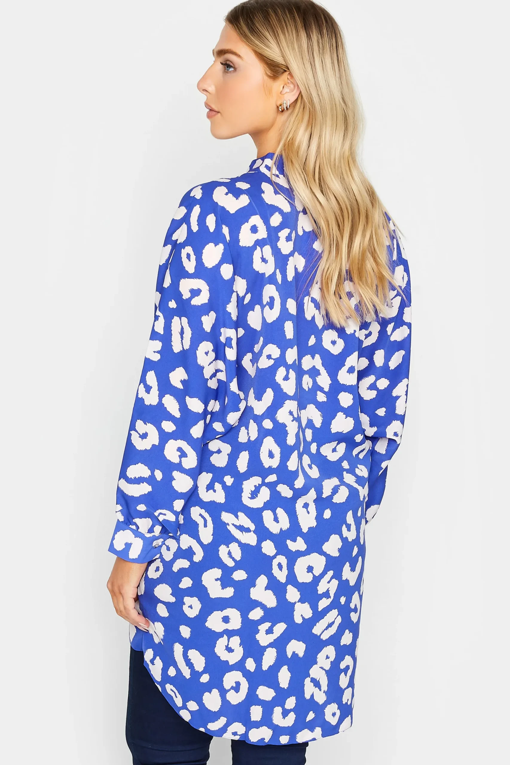 M&Co Womens Blue Leopard Print Blouse>Women Shirts