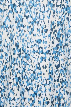 M&Co Womens Blue Leopard Print Short Sleeve Cotton Blend Top><noscript><img width=