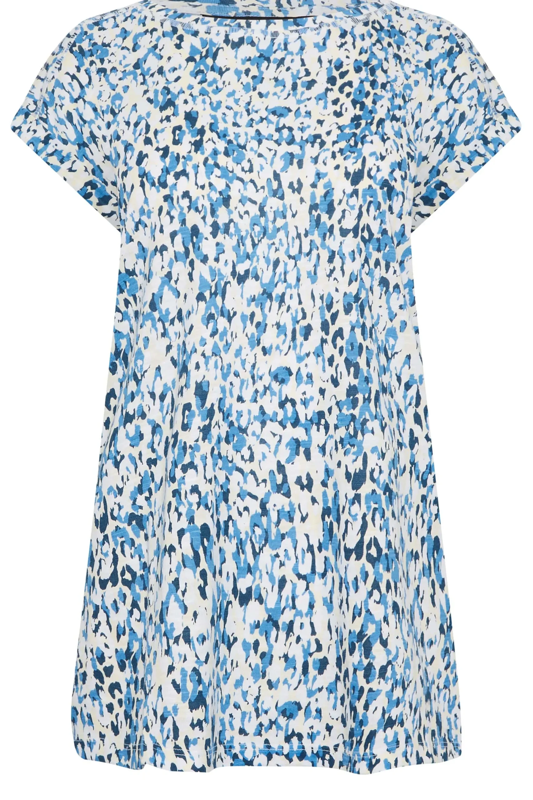 M&Co Womens Blue Leopard Print Short Sleeve Cotton Blend Top>Women T-Shirts