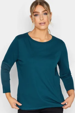M&Co Womens Blue Long Sleeve Cotton Blend Top>Women T-Shirts
