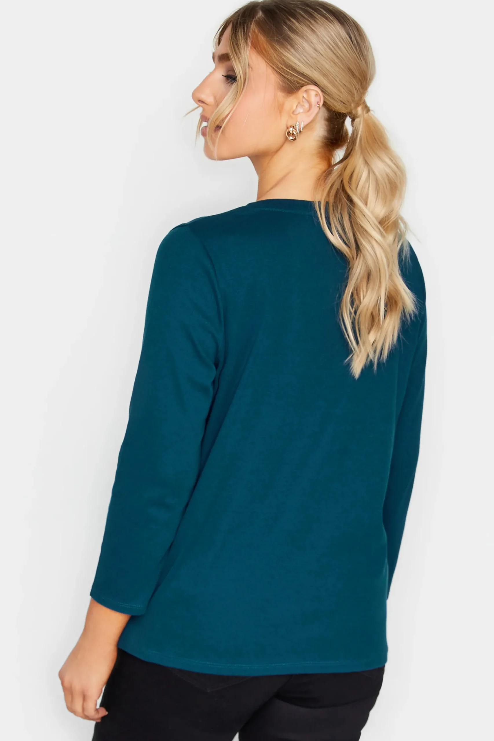 M&Co Womens Blue Long Sleeve Cotton Blend Top>Women T-Shirts