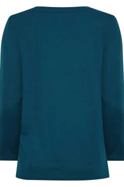 M&Co Womens Blue Long Sleeve Cotton Blend Top><noscript><img width=
