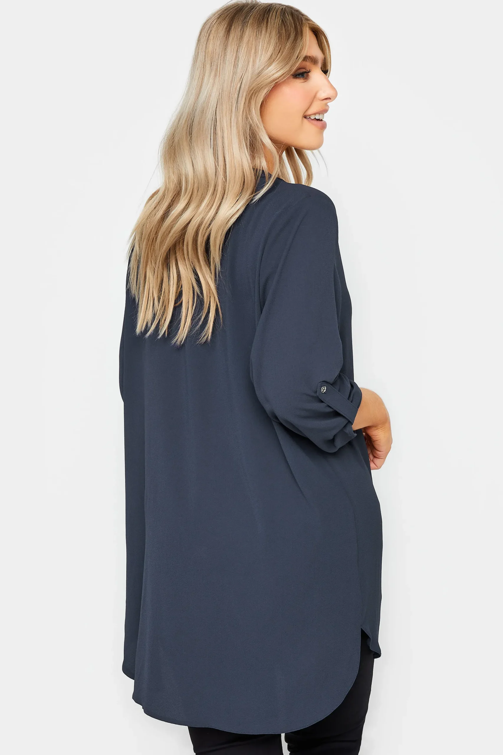 M&Co Womens Blue Long Sleeve Button Blouse>Women Shirts