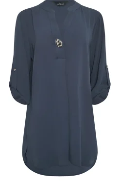 M&Co Womens Blue Long Sleeve Button Blouse><noscript><img width=