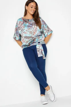 M&Co Womens Blue Paisley Print Short Sleeve Blouse>Women Short Sleeve Tops