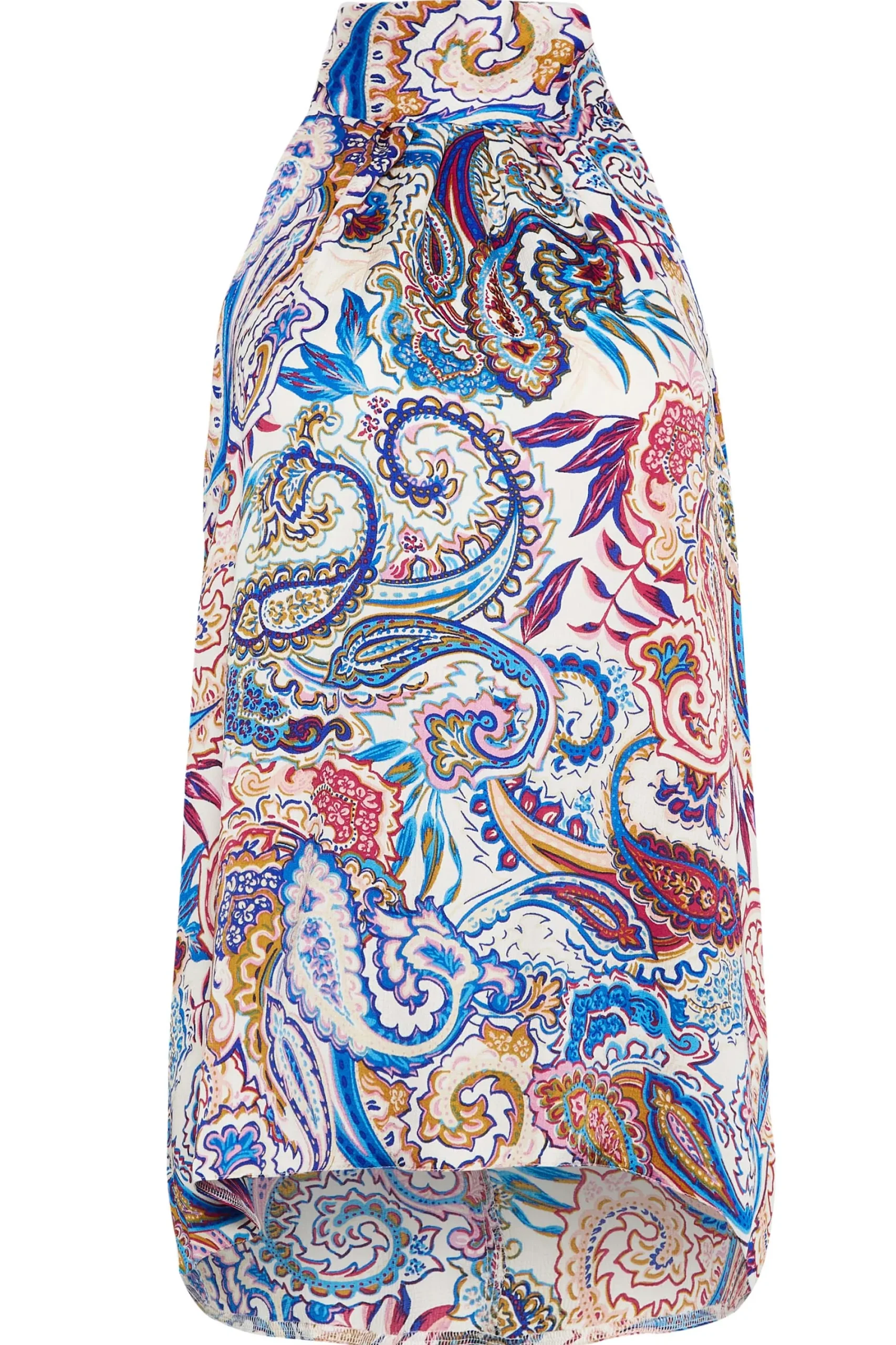 M&Co Womens Blue Paisley Print Halter Neck Blouse>Women Short Sleeve Tops