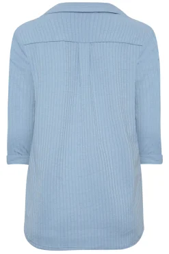 M&Co Womens Blue Ribbed V-Neck Shirt><noscript><img width=