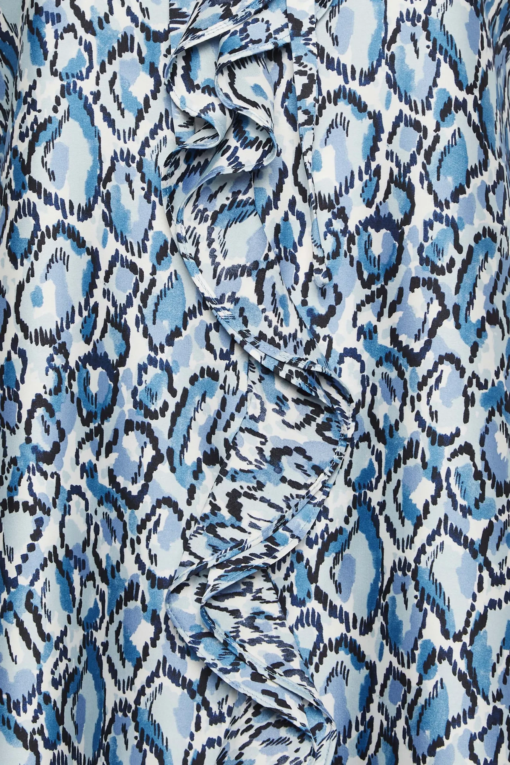 M&Co Womens Blue Snake Print Tie Neck Blouse>Women Long Sleeve Tops