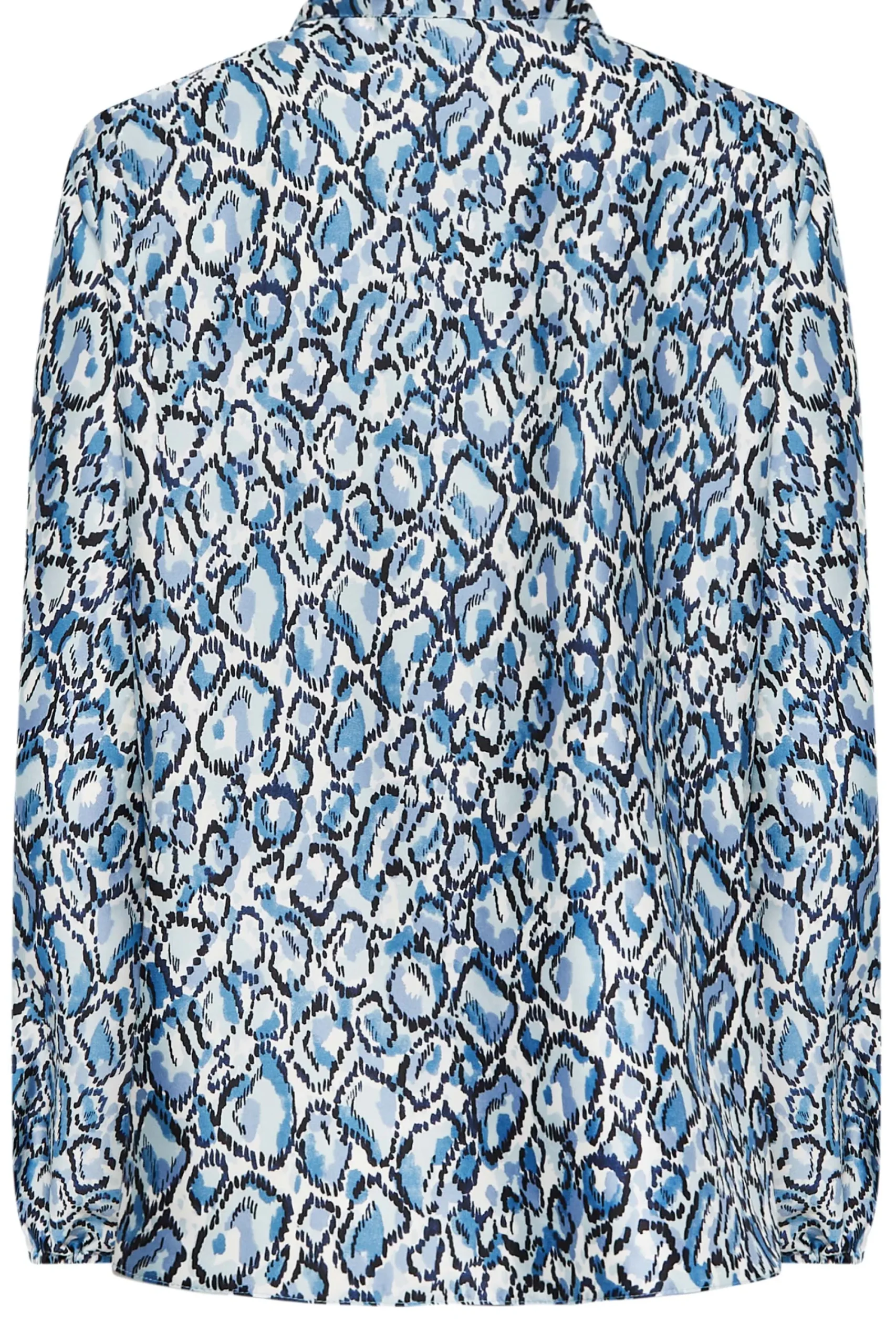 M&Co Womens Blue Snake Print Tie Neck Blouse>Women Long Sleeve Tops