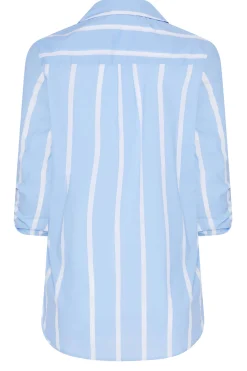 M&Co Womens Blue Stripe Tab Sleeve Detail Shirt><noscript><img width=