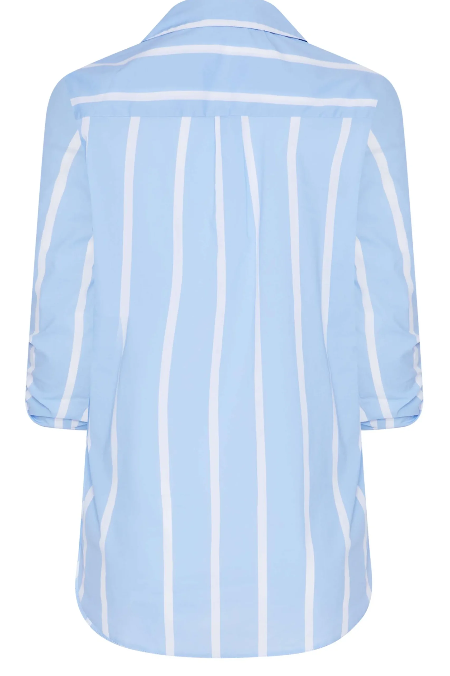 M&Co Womens Blue Stripe Tab Sleeve Detail Shirt>Women Shirts