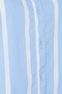 M&Co Womens Blue Stripe Tab Sleeve Detail Shirt><noscript><img width=