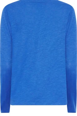 M&Co Womens Blue V-Neck Long Sleeve Cotton T-Shirt><noscript><img width=