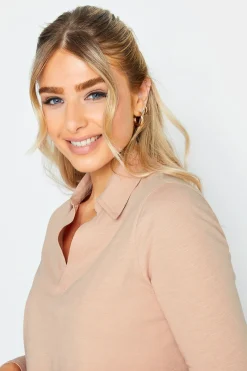 M&Co Womens Blush Pink Collared Long Sleeve Cotton Top><noscript><img width=