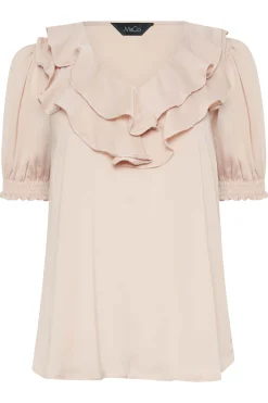 M&Co Womens Blush Pink Frill Front Blouse><noscript><img width=