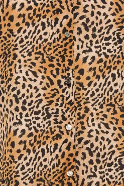M&Co Womens Brown Animal Print Frill Sleeve Button Through Blouse><noscript><img width=