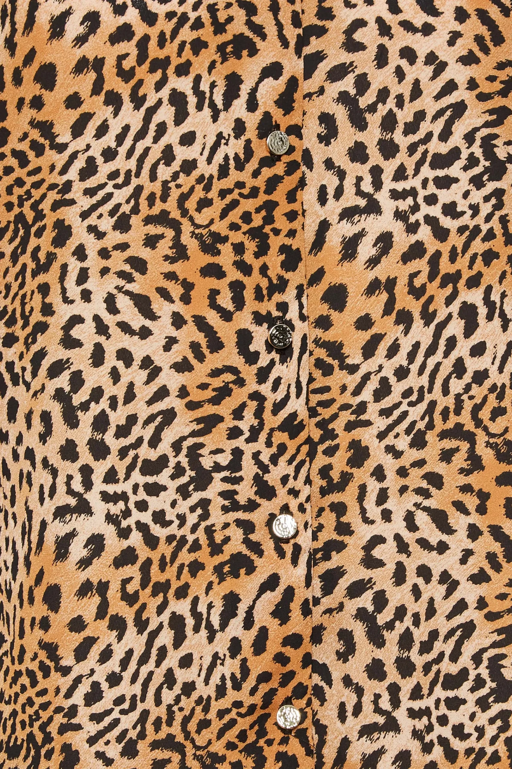 M&Co Womens Brown Animal Print Frill Sleeve Button Through Blouse>Women Short Sleeve Tops