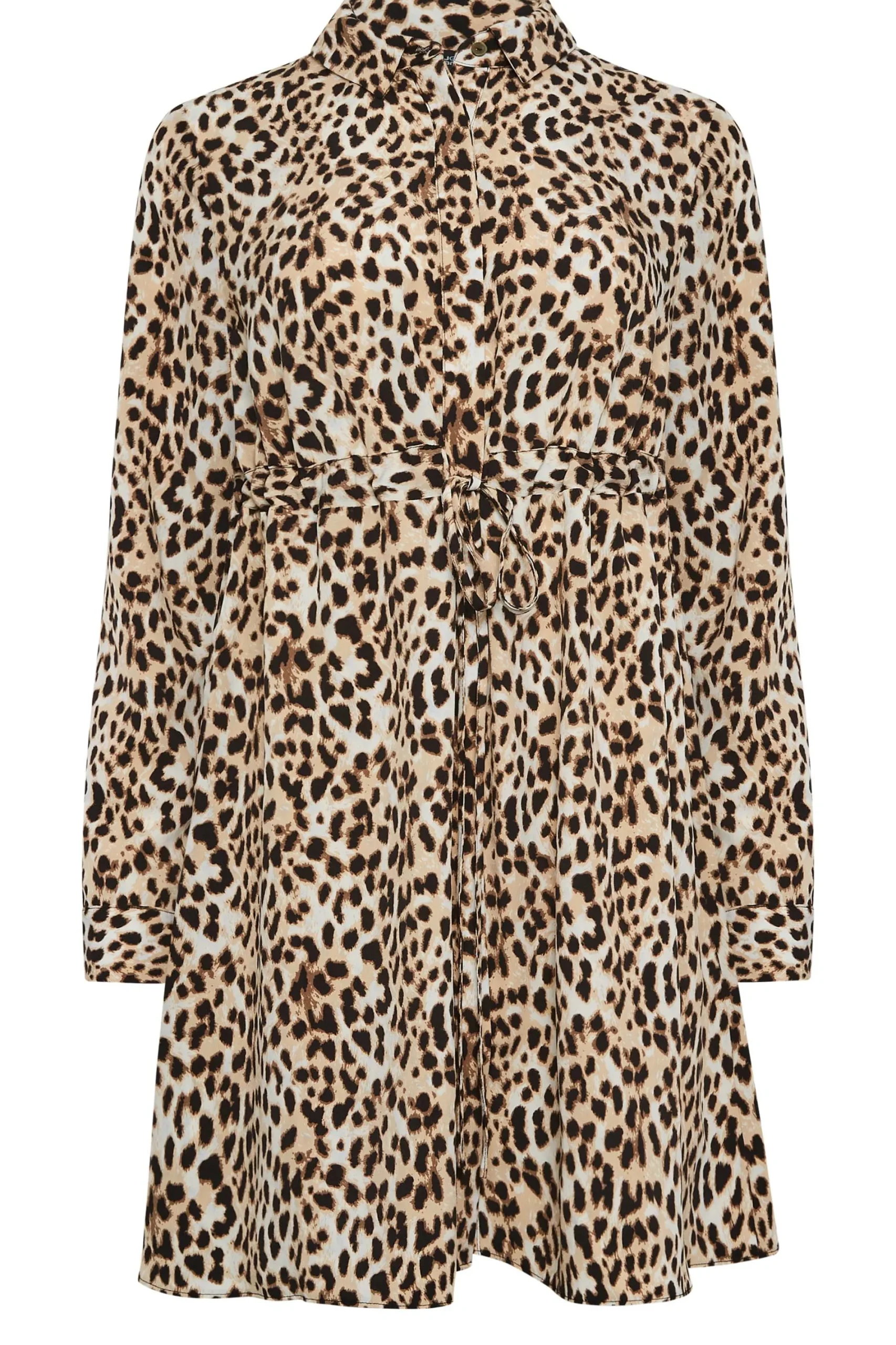 M&Co Womens Brown Animal Print Tie Waist Tunic Shirt>Women Shirts