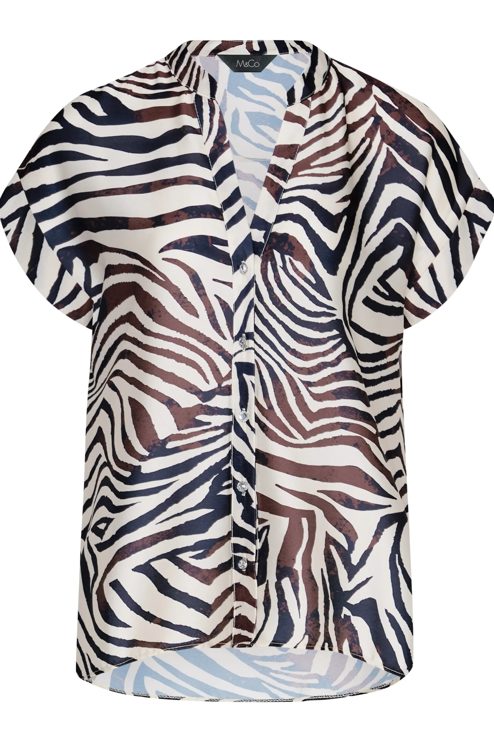 M&Co Womens Brown Animal Print Shirt>Women Short Sleeve Tops