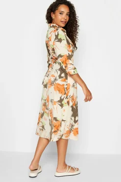 M&Co Womens Brown Floral Print Button Through Shirt Dress><noscript><img width=