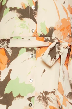 M&Co Womens Brown Floral Print Button Through Shirt Dress><noscript><img width=