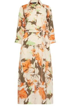 M&Co Womens Brown Floral Print Button Through Shirt Dress><noscript><img width=