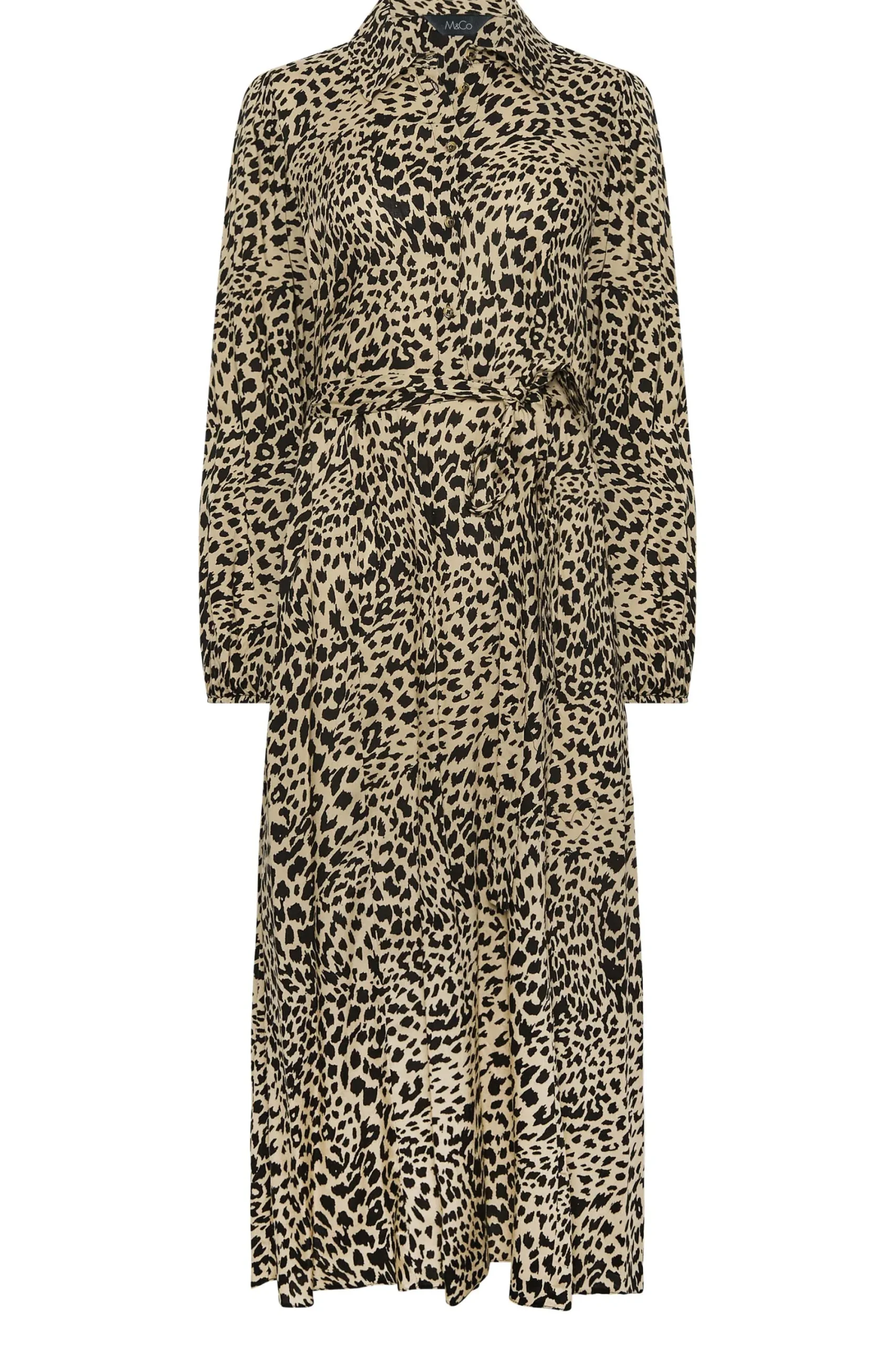 M&Co Womens Brown Leopard Print Midaxi Shirt Dress>Women Shirt Dresses
