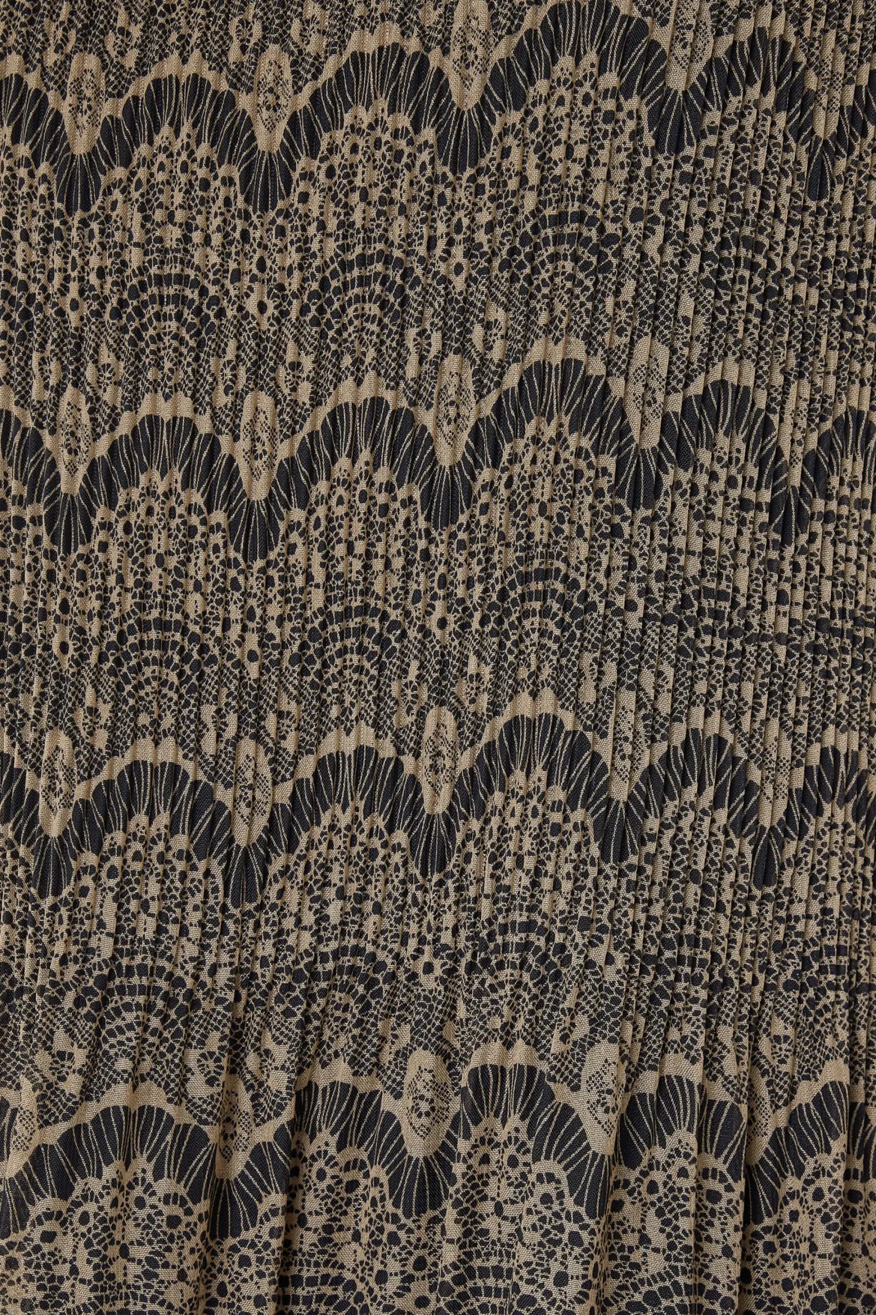 M&Co Womens Brown Long Sleeve Lace Print Pleat Top>Women Long Sleeve Tops