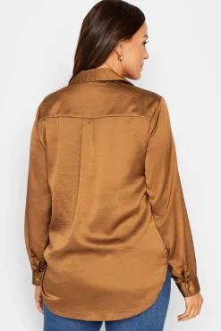 M&Co Womens Brown Satin Shirt><noscript><img width=
