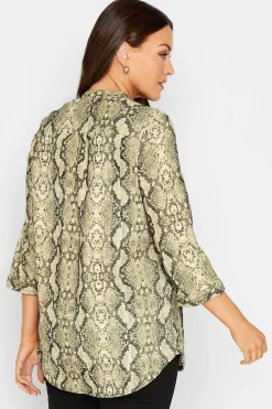 M&Co Womens Brown Snake Print Half Placket Shirt><noscript><img width=