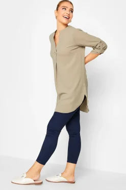 M&Co Womens Brown Statement Button Tab Sleeve Shirt>Women Shirts