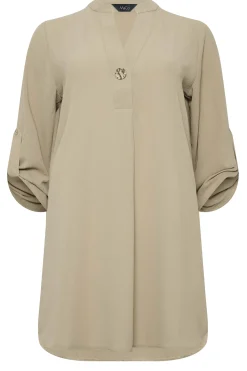 M&Co Womens Brown Statement Button Tab Sleeve Shirt><noscript><img width=
