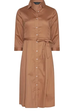 M&Co Womens Brown Tie Waist Shirt Dress><noscript><img width=