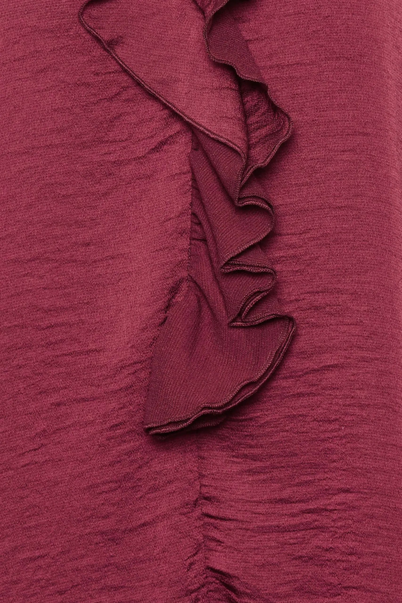 M&Co Womens Burgundy Red Frill Satin Blouse>Women Short Sleeve Tops