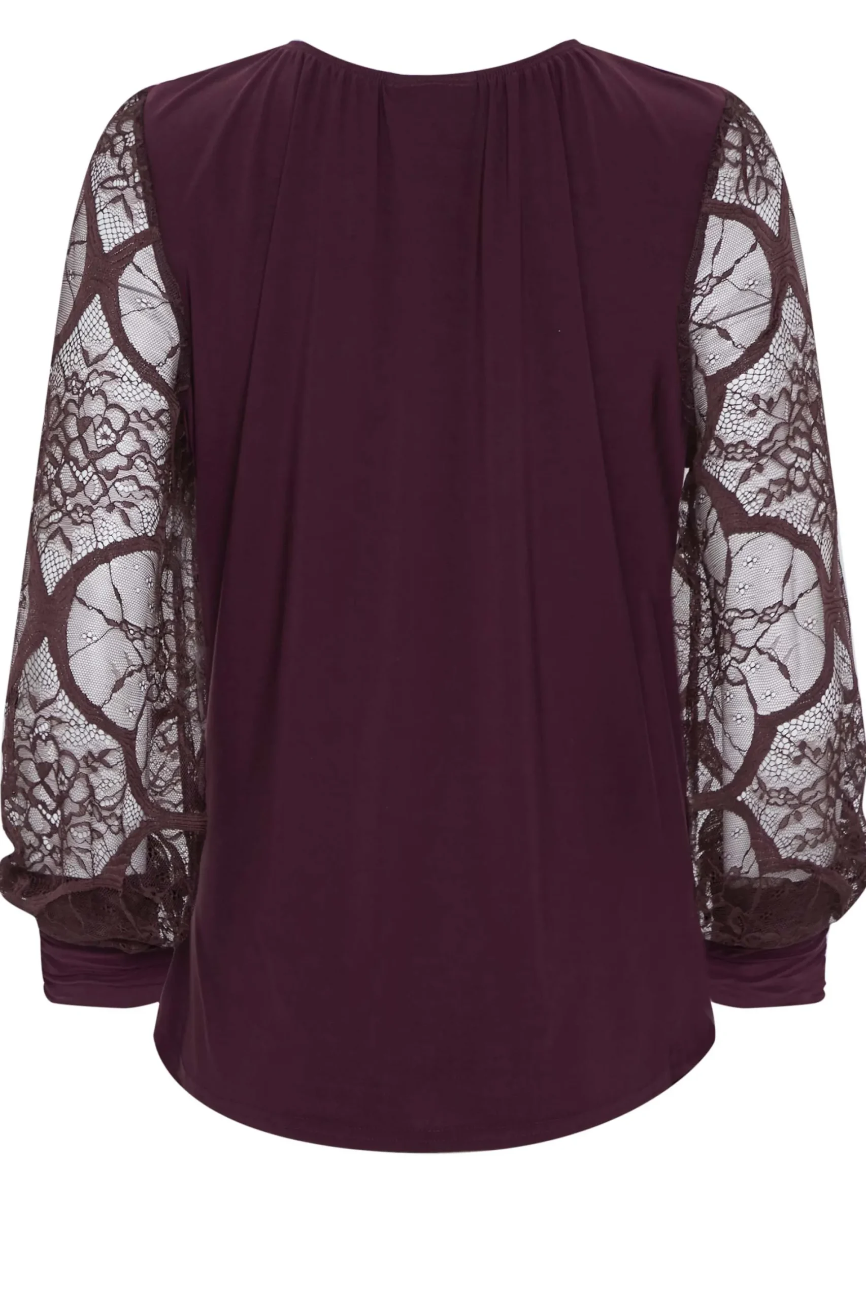 M&Co Womens Burgundy Red Lace Long Sleeve Top>Women Blouses